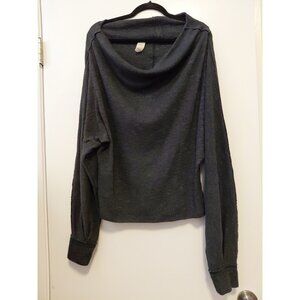 We The Free | Free People  Slouch Neck Knit Long Sleeve Top Medium Gray